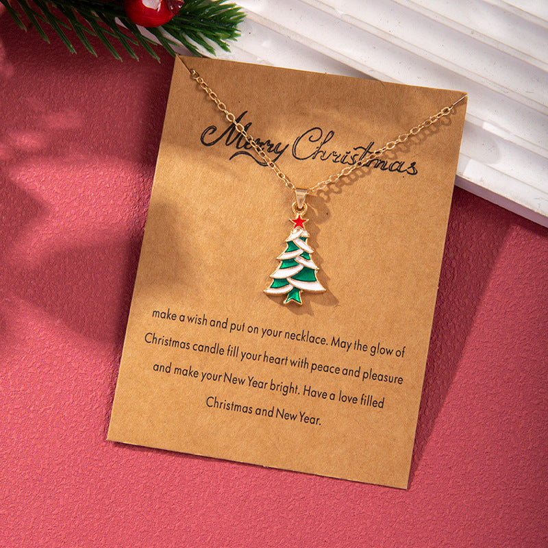 Wholesale Christmas Colored Oil Drop Pendant Christmas Tree Necklaces ACC-NE-Zhey002