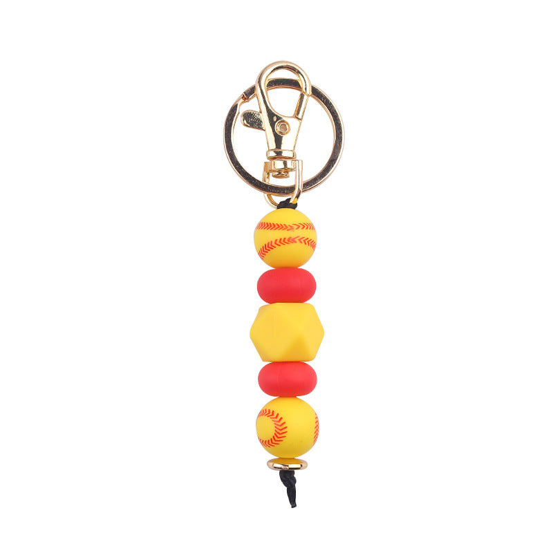Wholesale Basketball Football Soccer Silicone Beaded Lanyard Keychain ACC-KC-GuangTian064