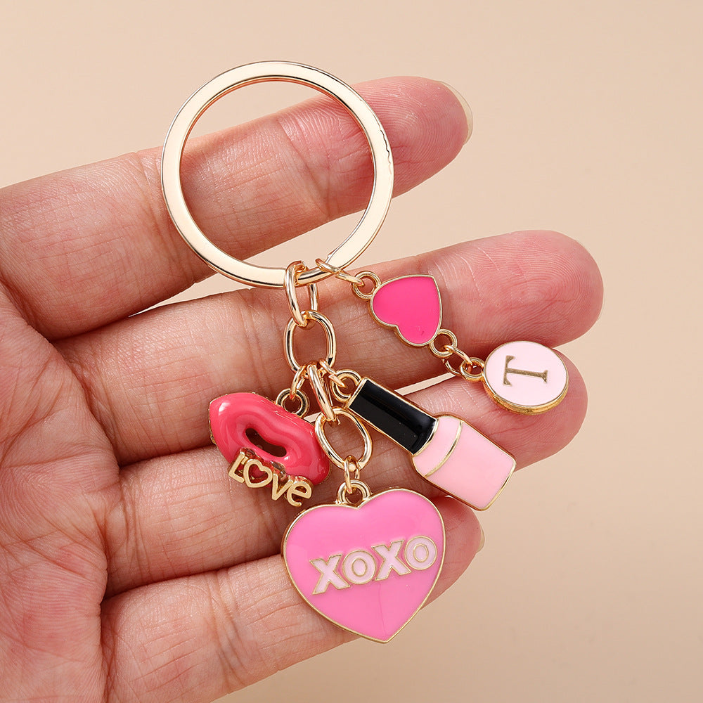 Wholesale Alloy Flower Lips Rose Heart Keychain