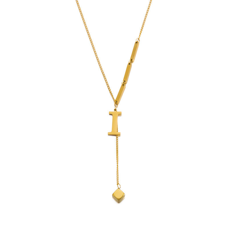 Wholesale square titanium steel letter necklace