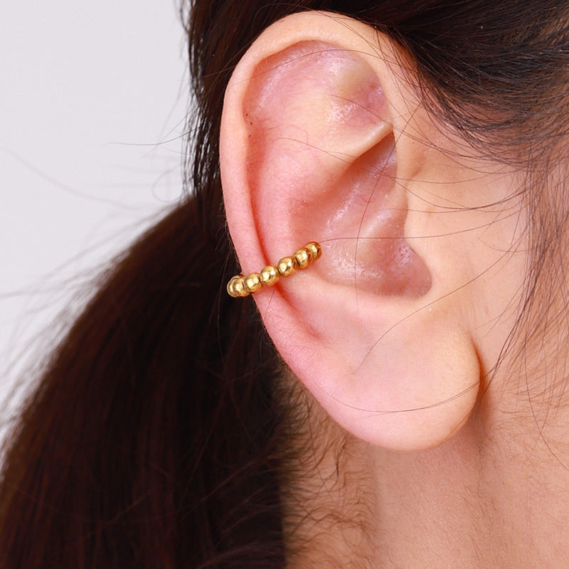Wholesale 18k gold stainless steel geometric beads C ear clip earrings jewelry