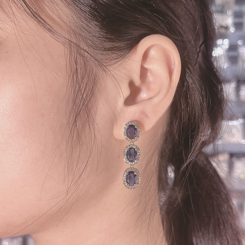 Wholesale light luxury egg-shaped earrings bracelet necklace