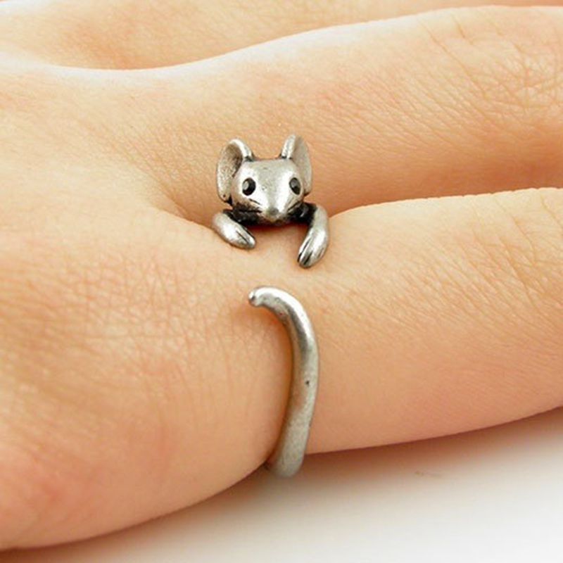 Wholesale elephant cartoon mouse animal shape electroplating alloy retro ring