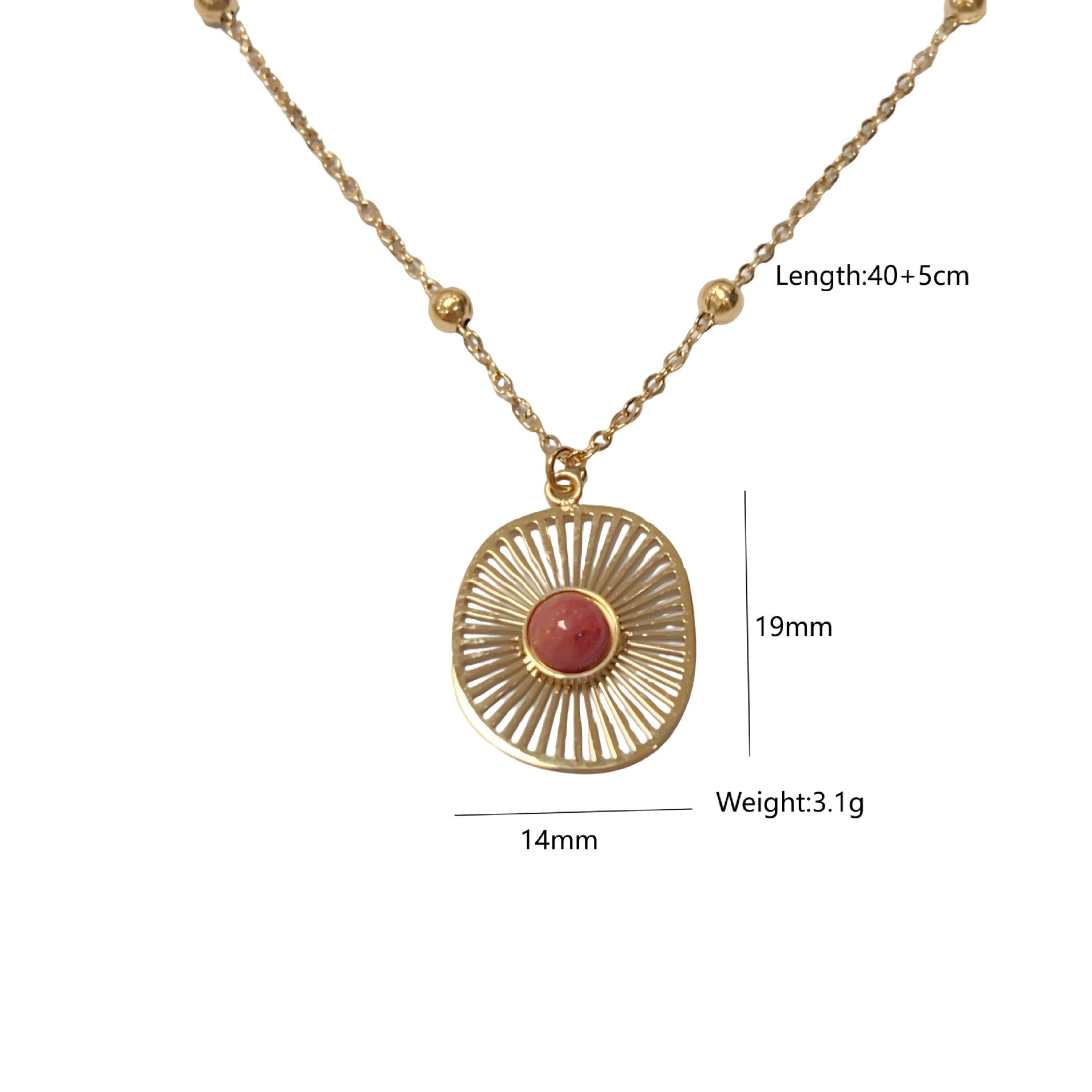 Wholesale Stainless Steel Natural Stone Star Necklace Geometric Redstone Necklace