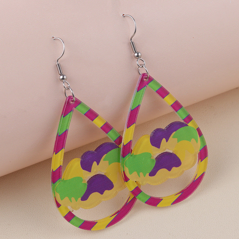 Wholesale Bohemian Mardi Gras Acrylic Earrings tassel Earrings