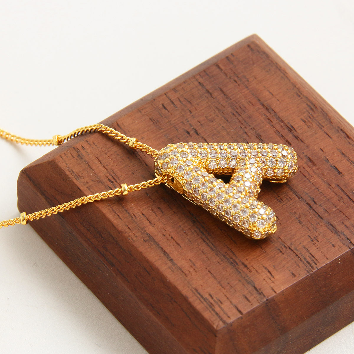 Wholesale Micro Inlaid Zircon Necklace 26 English Letters Balloon Letter Necklace ACC-NE-BaiTian002