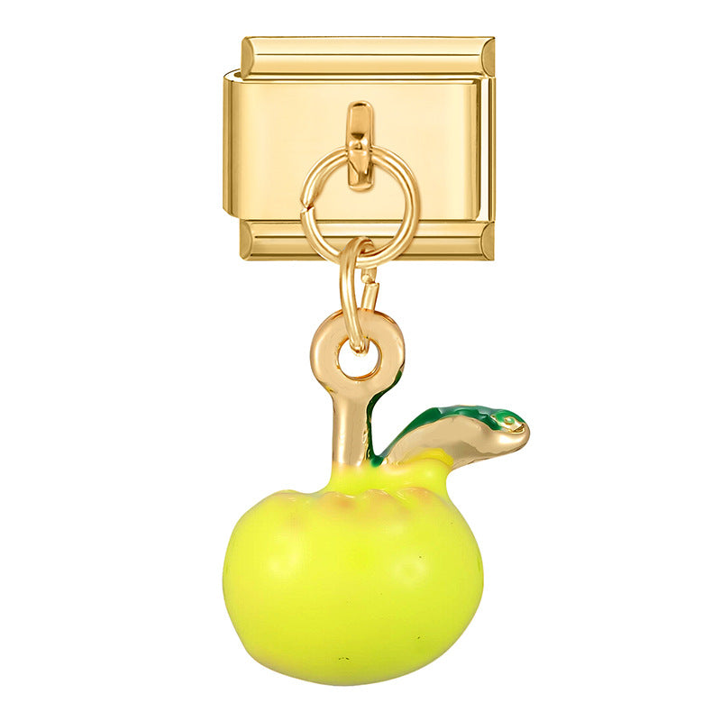 Wholesale 9mm Italian Charm Starter Bracelets DIY Fish and Fruit Pendant Stainless Steel Composable Bracelet