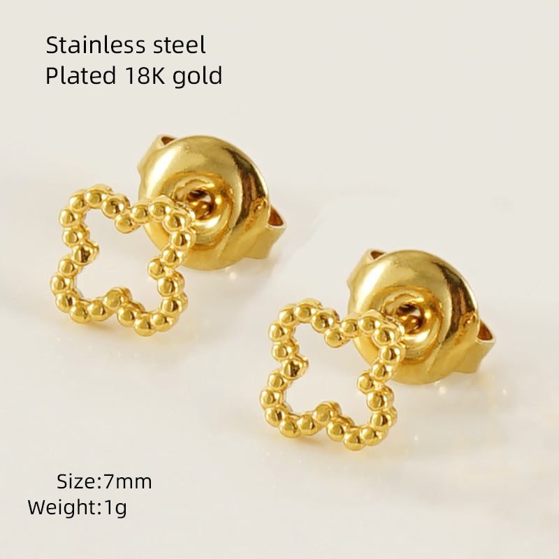 Wholesale European and American Ins Style Mini Titanium Steel Earrings,  Elegant Heart-Shaped Earrings,  18K Stainless Steel Irregular Earrings for Women