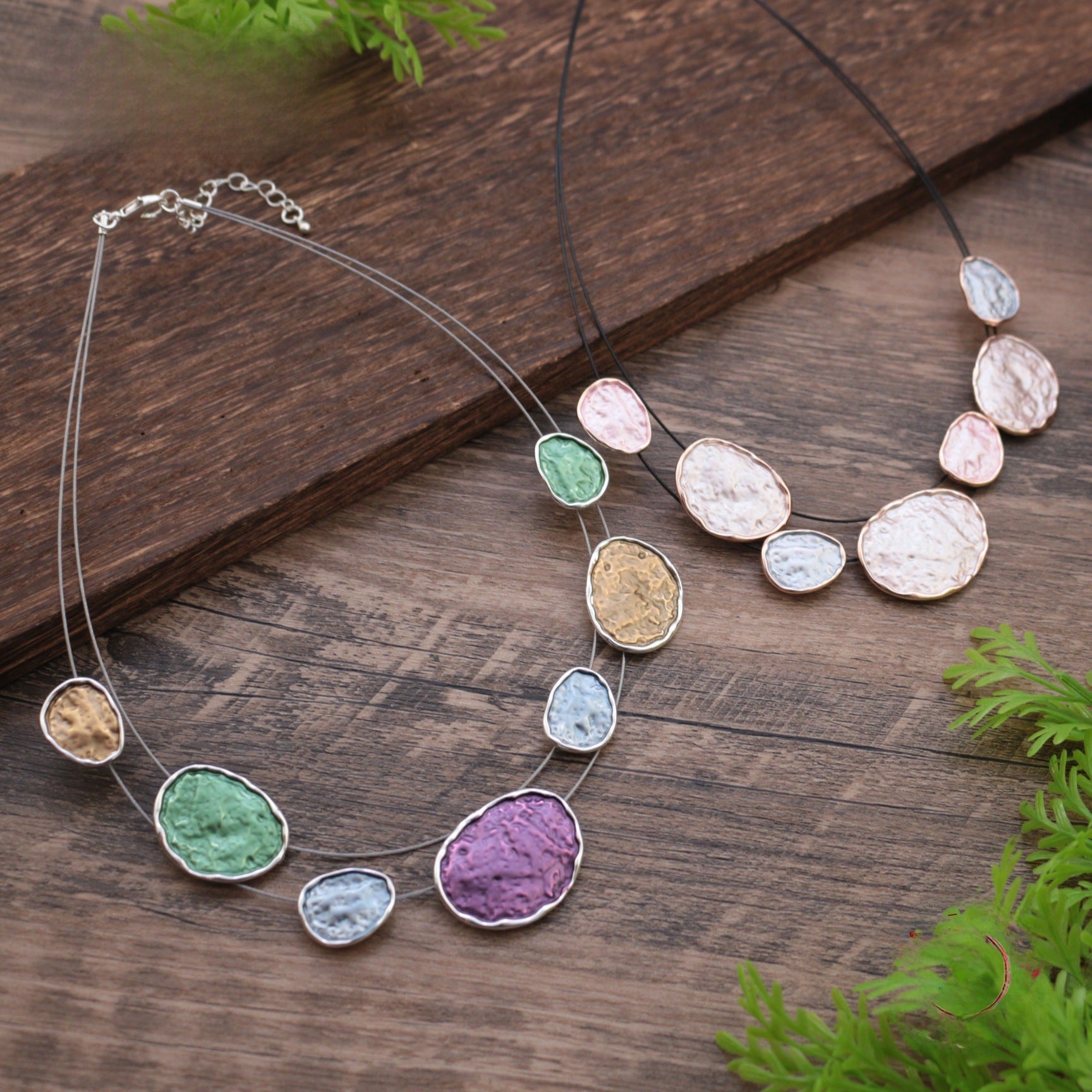 Wholesale  Colorful Round Irregular Alloy Necklace Drip Oil Exaggerated Shape Necklaces