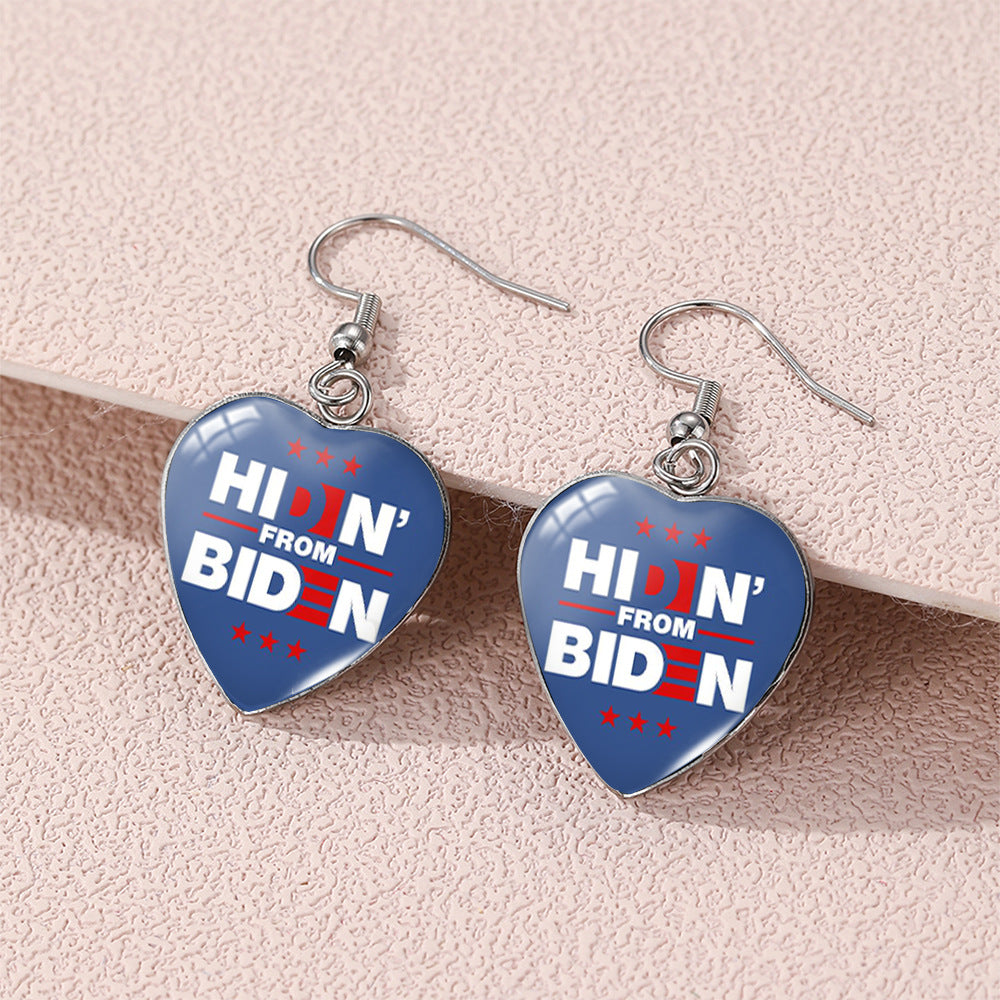 Wholesale Independence Day Stainless Steel Heart Earrings ACC-ES-XiangLian006