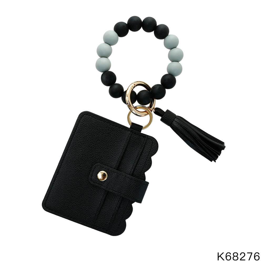 Wholesale Silicone Beaded Bracelet Keychain