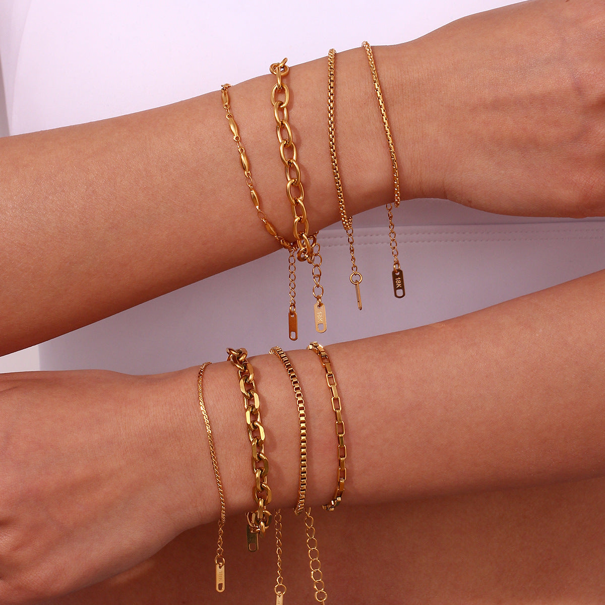Wholesale Geometric Stainless Steel Chain Bracelet with Gold Plating,  Fashion Accessory for Women,  Boutique Resale Gift