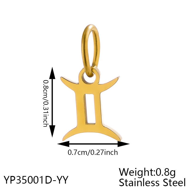 Wholesale Twelve Zodiac DIY stainless steel micro-inlaid diamond pendant