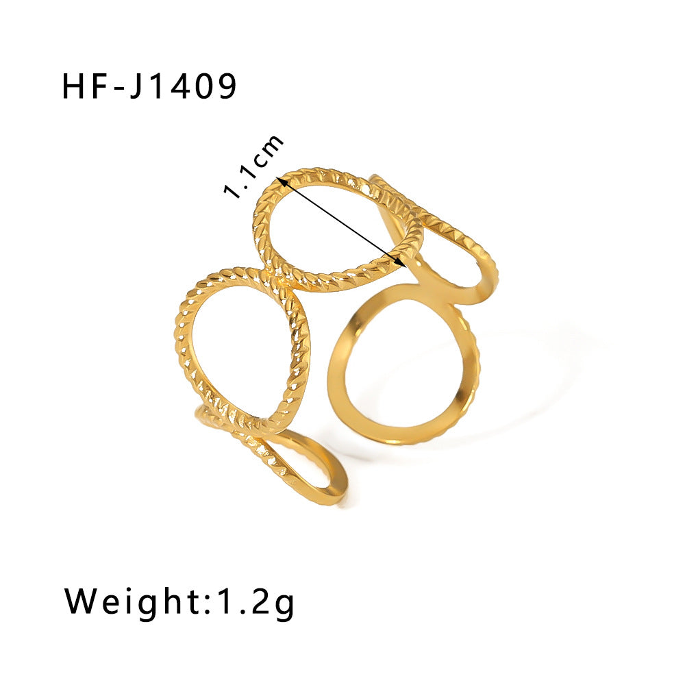 Wholesale Leaf Geometric Hollow Flower 18k Gold Plated Snake Shaped Titanium Steel Ring Stainless Steel ACC-RS-Xiny002