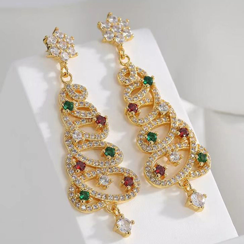 Wholesale Christmas Tree Diamond Earrings Fashion Jewelry Accessory Boutique Resale Party Wear