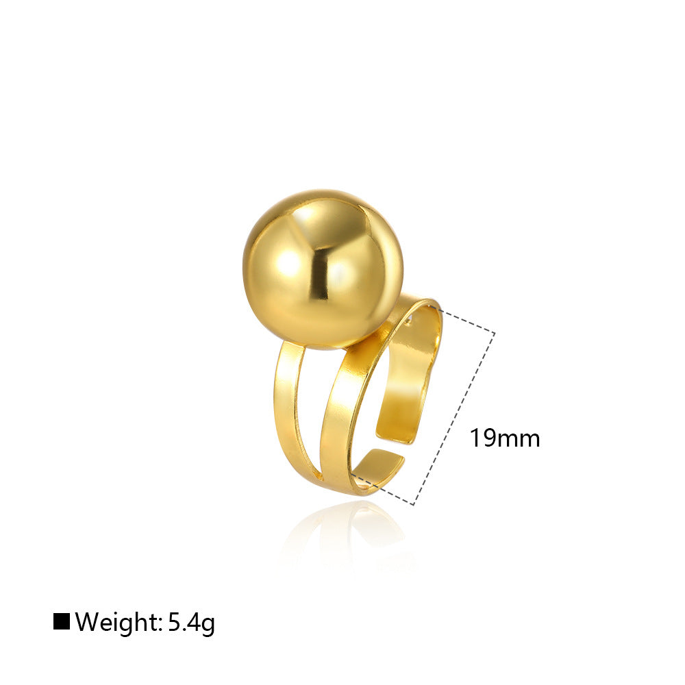 Wholesale Hollow polished ball copper plated color-retaining adjustable ring