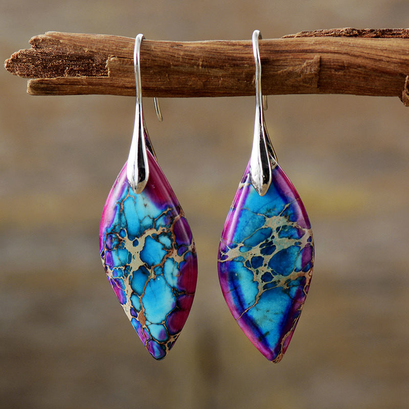 Wholesale Bohemian Imperial Stone Leaf Turquoise Earrings ACC-ES-LZ003