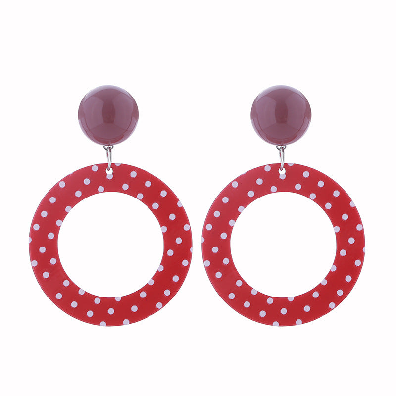 Wholesale Exaggerated Polka Dot Black and White Polka Dot Acrylic Earrings