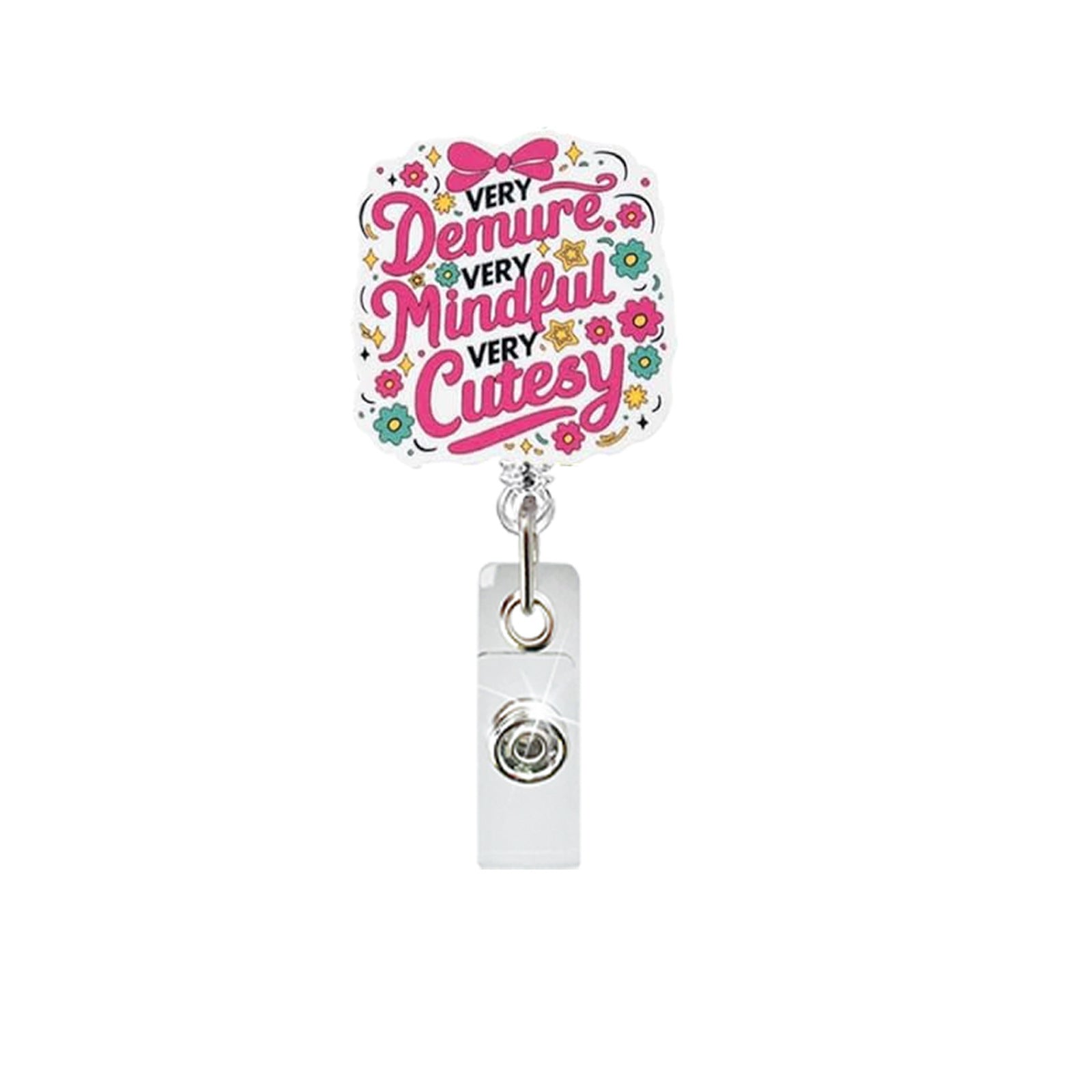 Wholesale Fun Cartoon Acrylic Badge Reel Retractable ID Card Holder Keychain Accessory