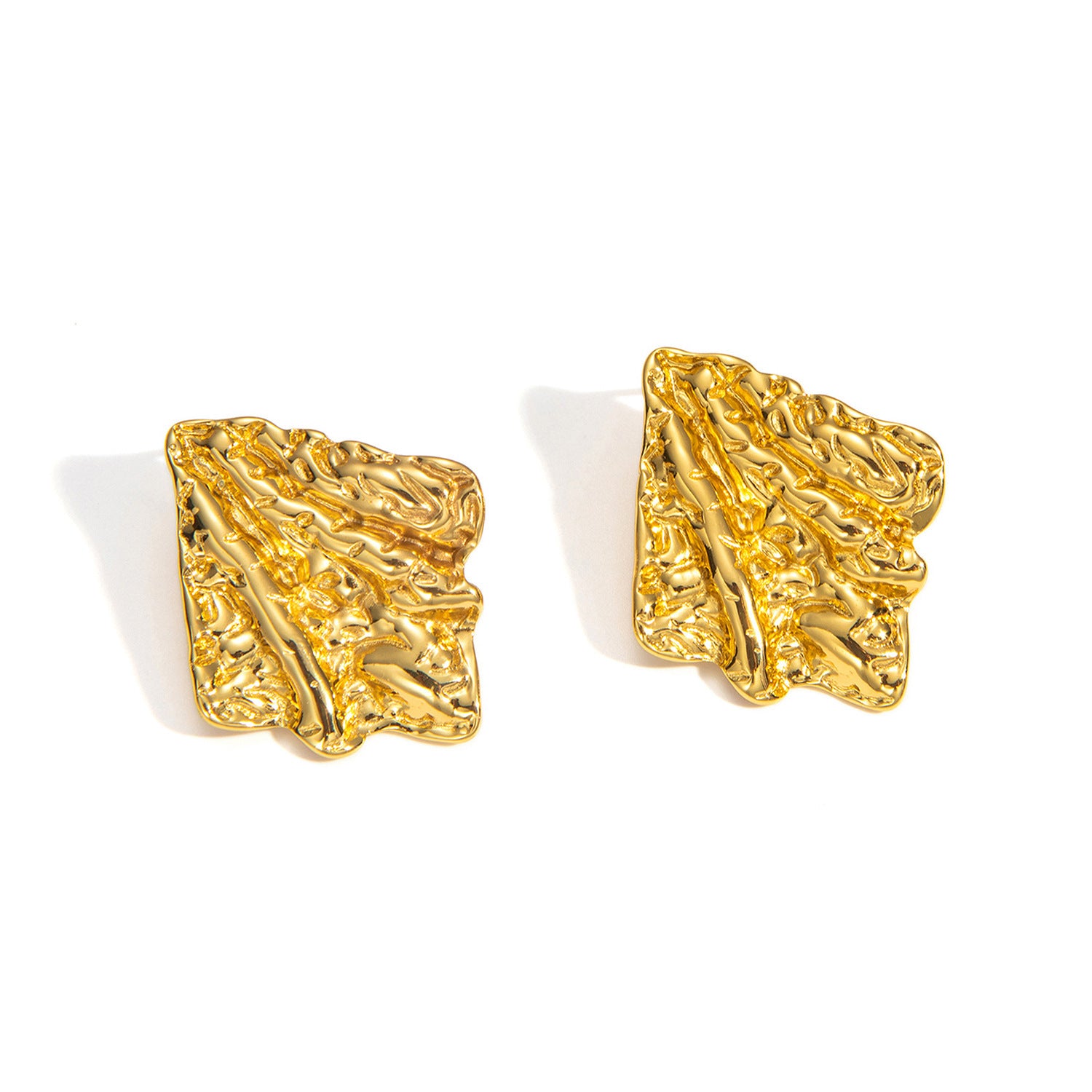 Wholesale Retro geometric earrings creative stainless steel round love pleated earrings