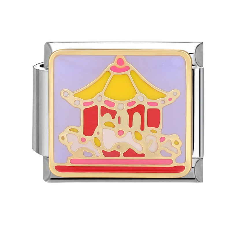 Wholesale Italian Beaded Bracelet 9mm DIY Splicing Removable Orange Game Series Titanium Steel Combinable Bracelet