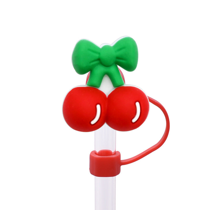 Wholesale Random 100pcs Multicolor Cherry Straw Cover 10MM Straw Tube Cap