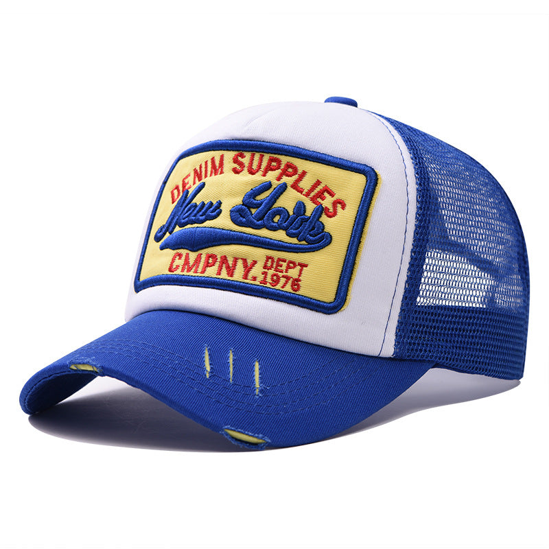 Wholesale Trendy 3D Embroidery New York Baseball Cap Cotton Mesh Patchwork For Men Summer