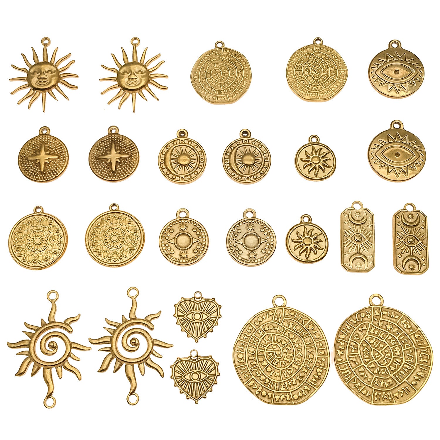 Wholesale Stainless Steel  Golden Sun Devil' s Eye Round Plate Special-Shaped Charms