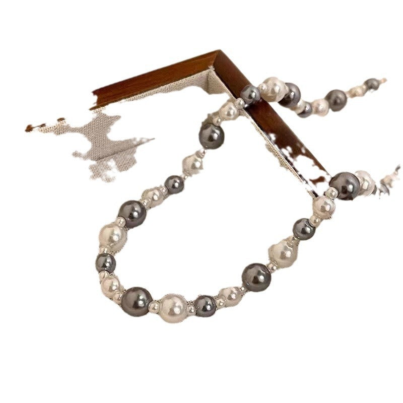 Wholesale Grey and White Mixed Color Pearl Necklace