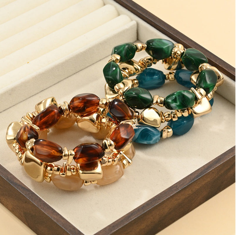 Wholesale Bohemian Style Resin Bracelet Set Elegant Irregular Design Fashion Jewelry Accessory