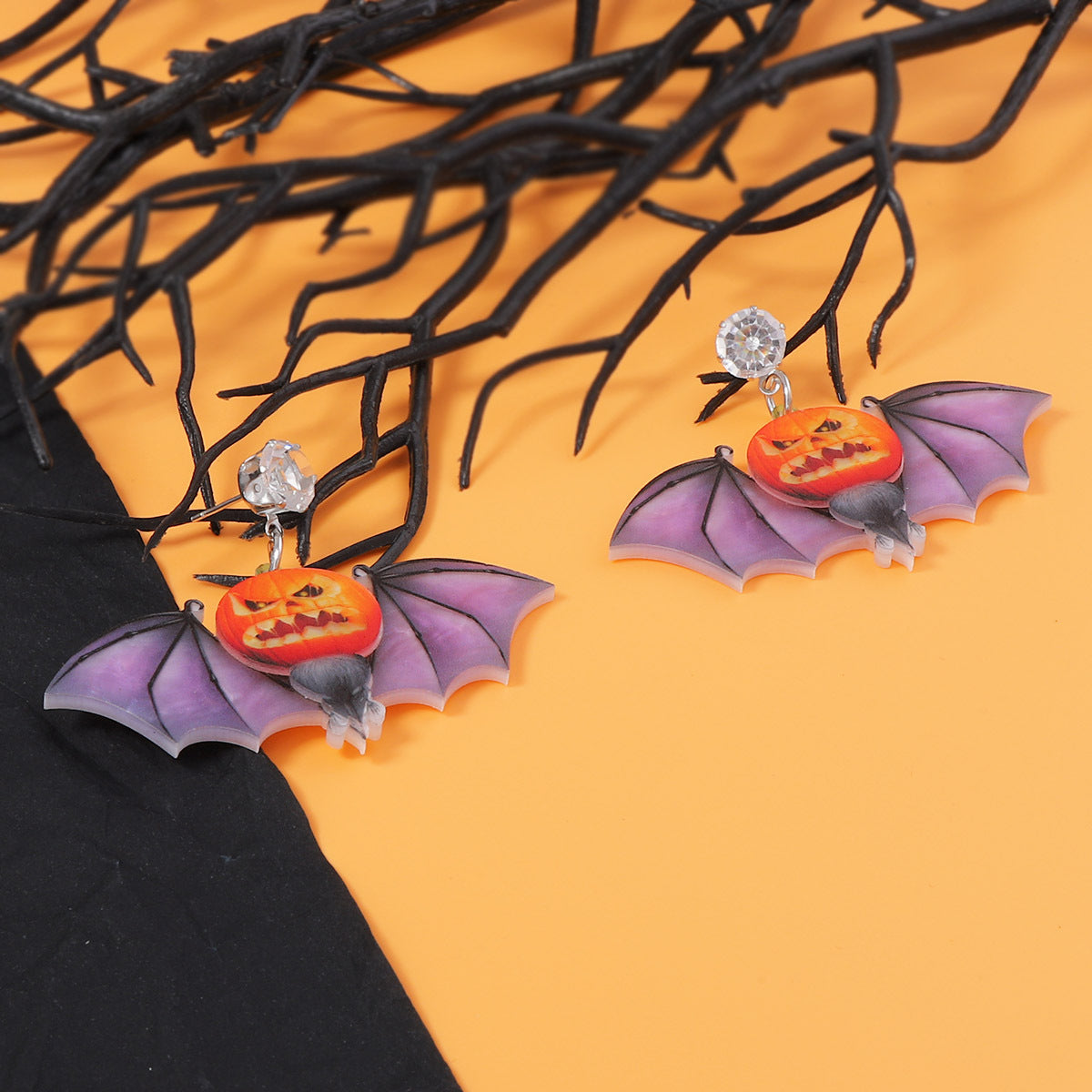 Wholesale  Acrylic Dark Bat Pumpkin Ears