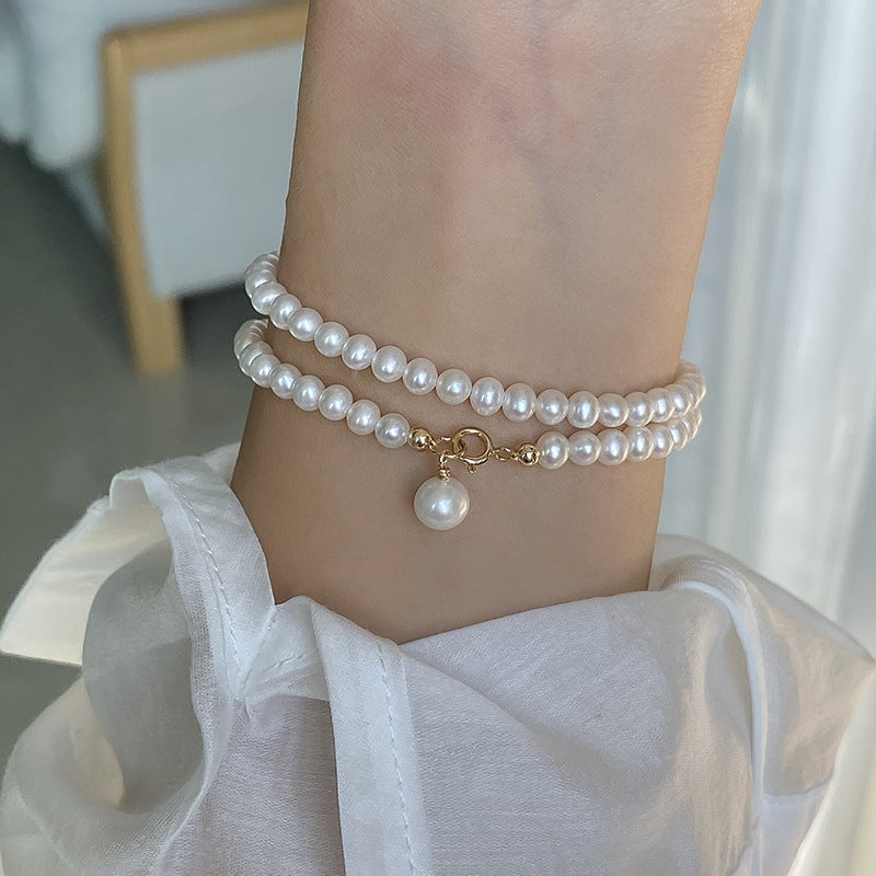 Wholesale Natural Freshwater Pearl  14K Gold Bracelet