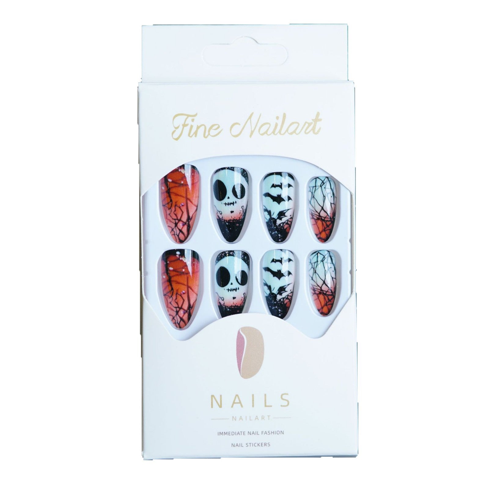 Wholesale 24 Pieces/ box  Cartoon Skull Nails Kits Nail Stickers
