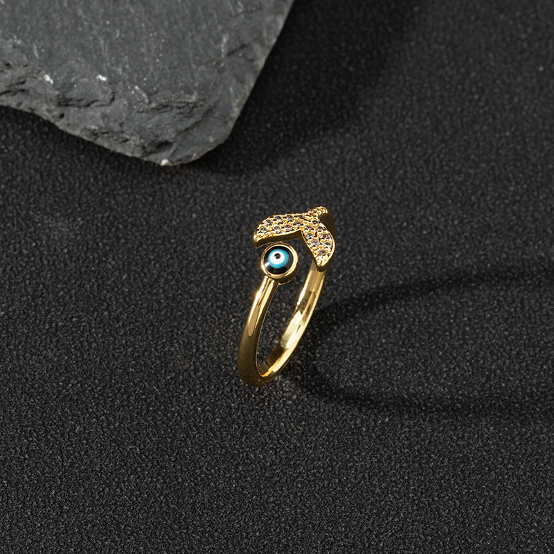 Wholesale Evil Eye Vintage Open Ring Copper Zircon Enamel Ring Fashion Jewelry Accessory For Everyday Wear