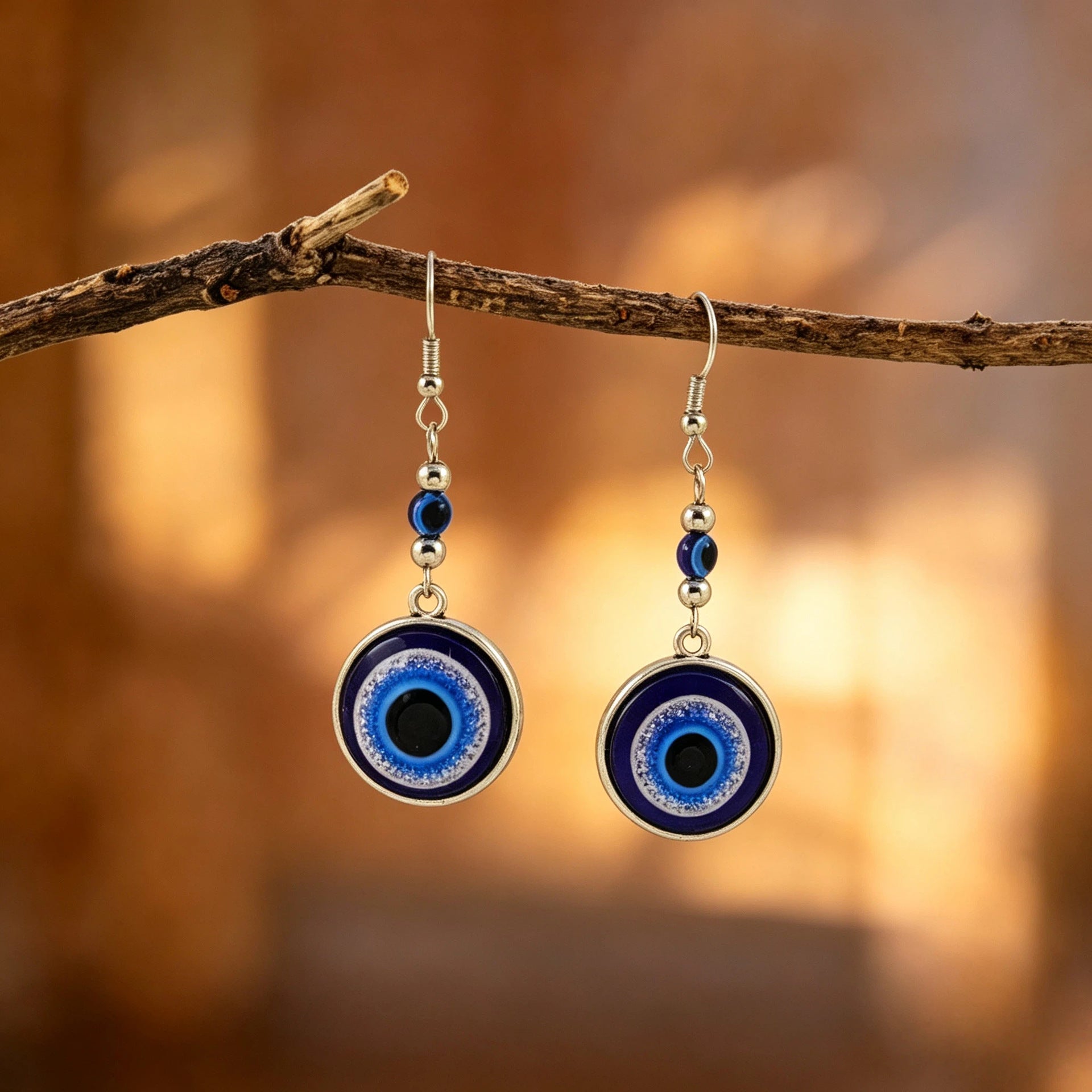 Wholesale Zinc Alloy Retro Evil Eye Long Hook Earrings Trendy Fashion Accessory For Party Boutique Resale
