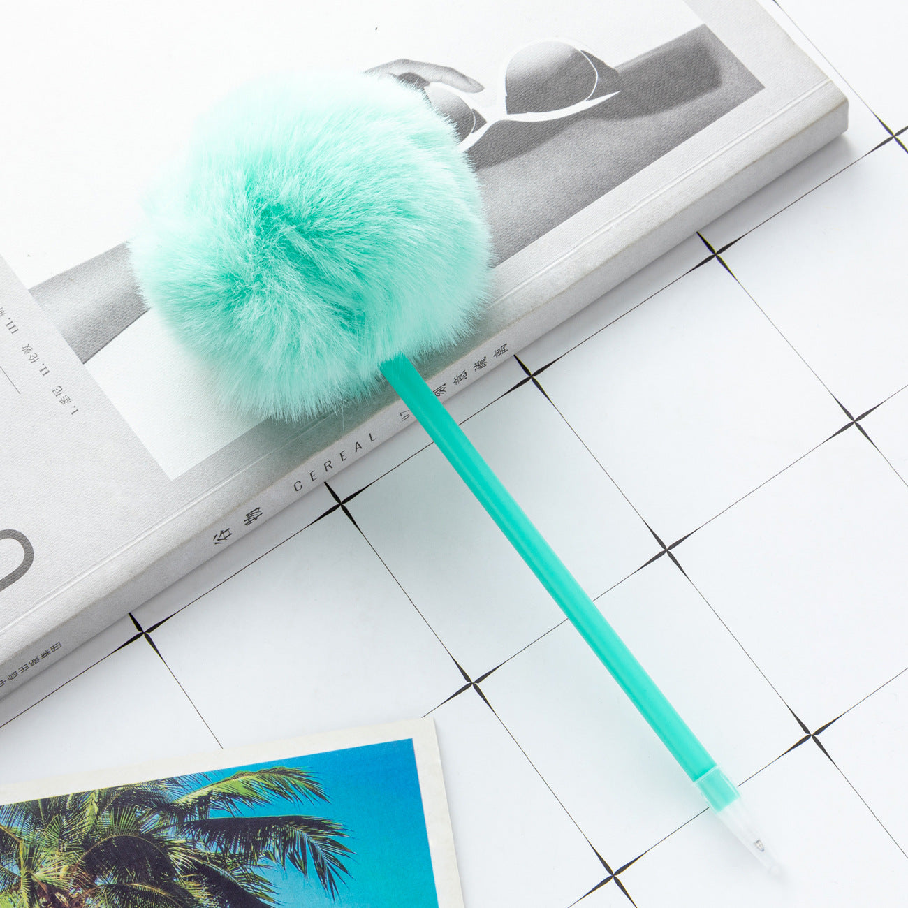 Wholesale Creative Plastic Hair Ball Pen Cartoon Cute ACC-PN-HuaHao009