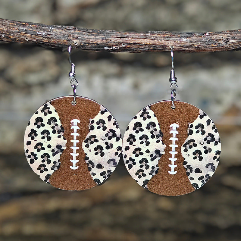 Wholesale Sports Wind Earrings Football Basketball Billiards Baseball Stitching Leopard Earrings