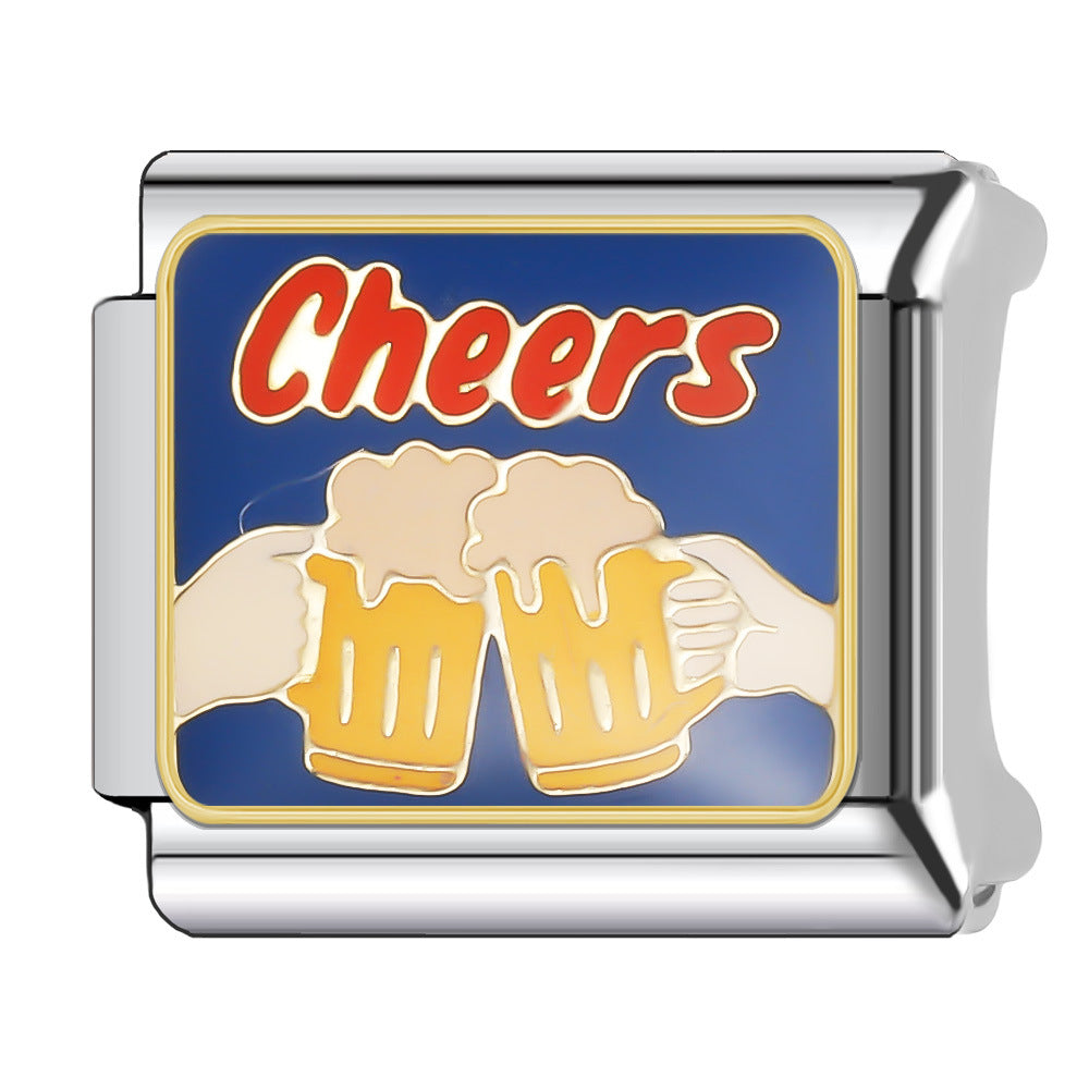 Wholesale Italian Charm Bracelet 9mm DIY Splicing Stainless Steel Goodnight Series Cartoon Composable Bracelet