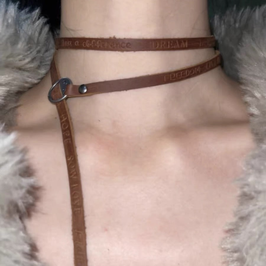 Wholesale  leather retro versatile multi-layer punk necklace