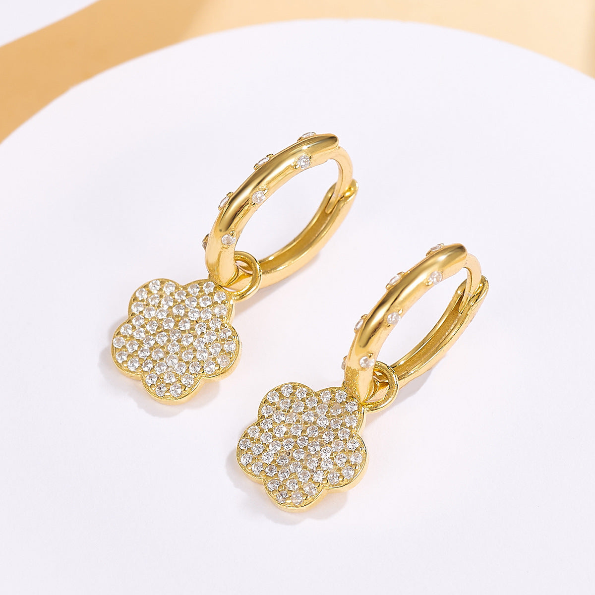 Wholesale S925 Sterling Silver Micro Inlaid Zircon Flower Earrings ACC-ES-JingXu002