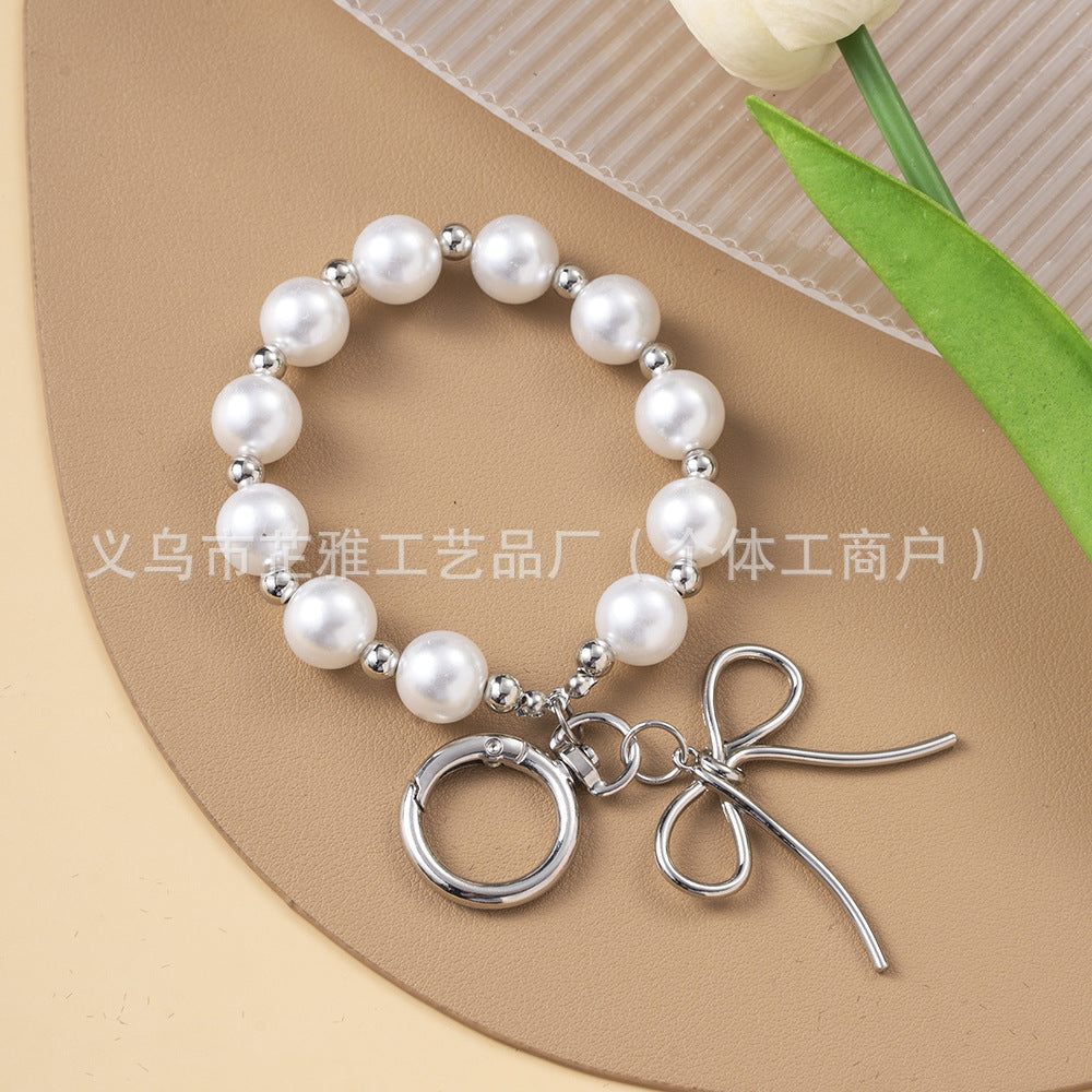 Wholesale Luxurious Resin Alloy Pearl Bow Keychains