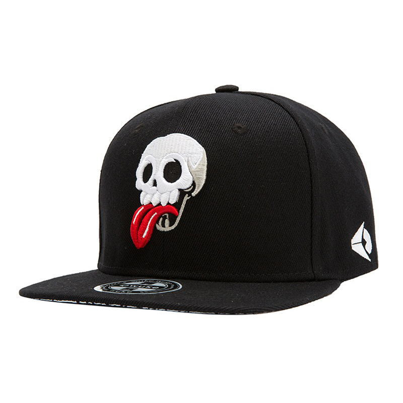 Wholesale Flat Brim Hat Embroidered Skull Hip Hop Baseball Cap ACC-HT-KuBang003
