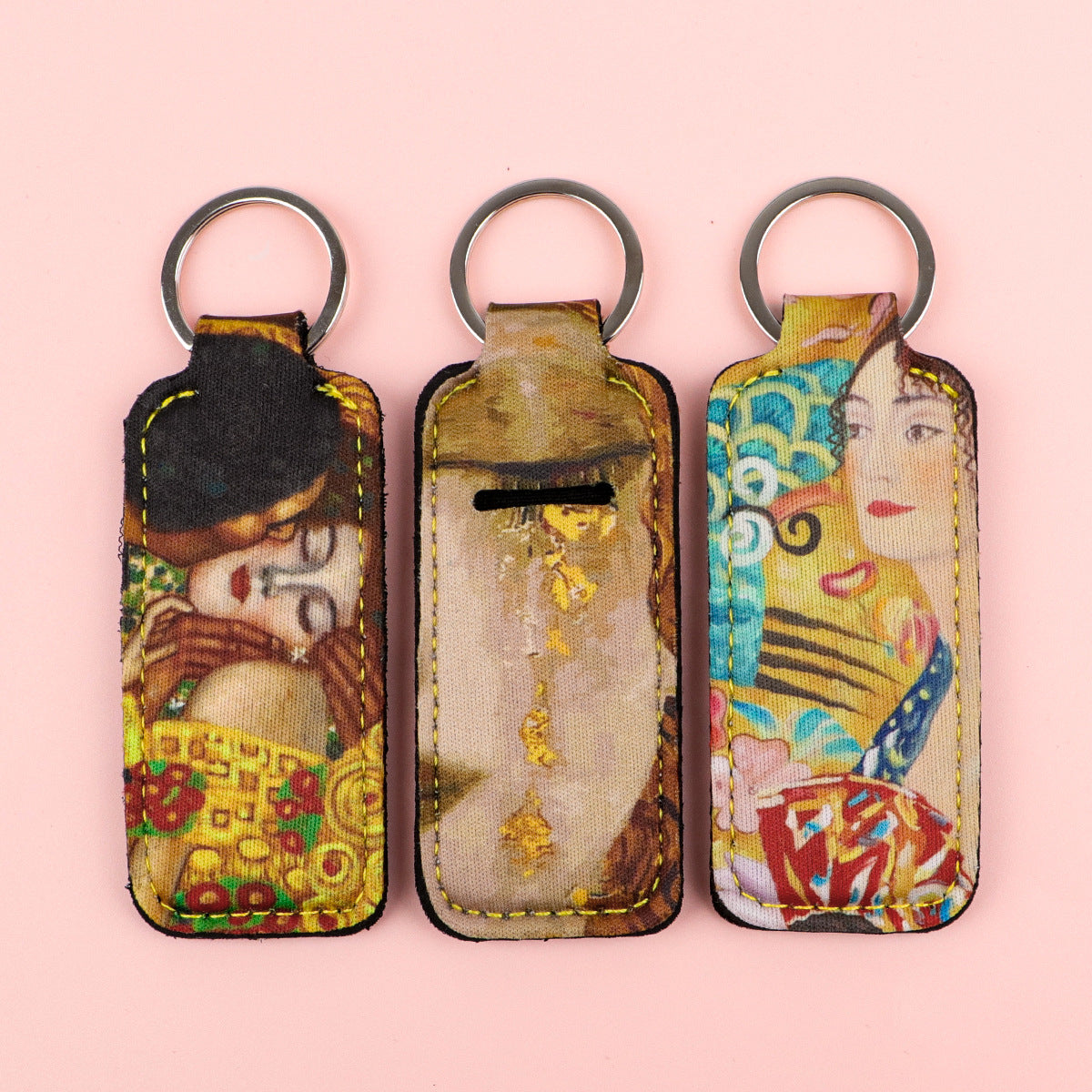 Wholesale 6pcs  lipstick cover oil painting kiss keychain