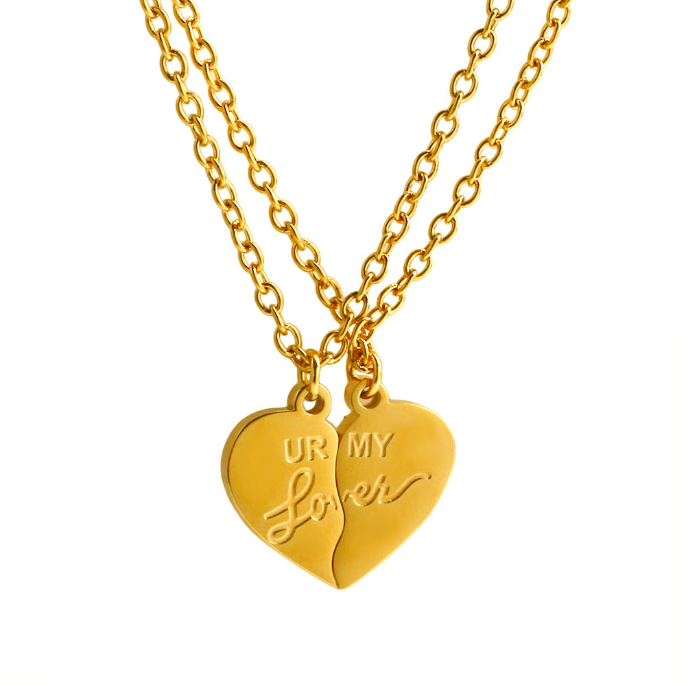 Wholesale Stainless steel couple heart necklace