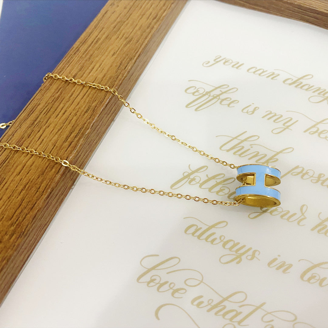 Wholesale Letter Necklace Gold Enamel Craft Clavicle Necklaces ACC-NE-YZXW001