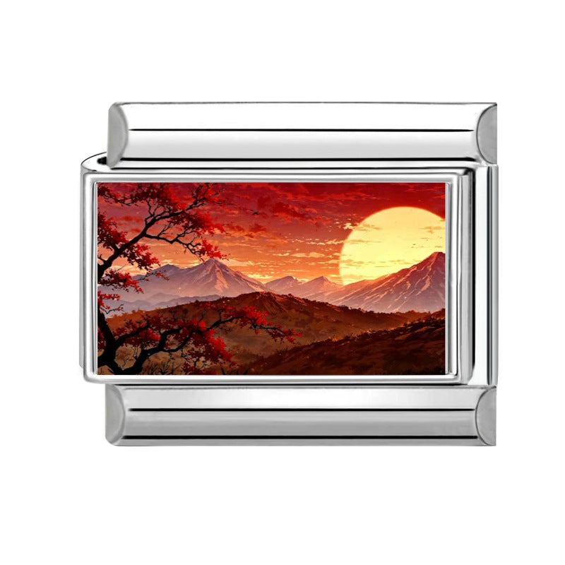 Wholesale Italian-Style Landscape Charm Stainless Steel Bracelet Jewelry Accessory