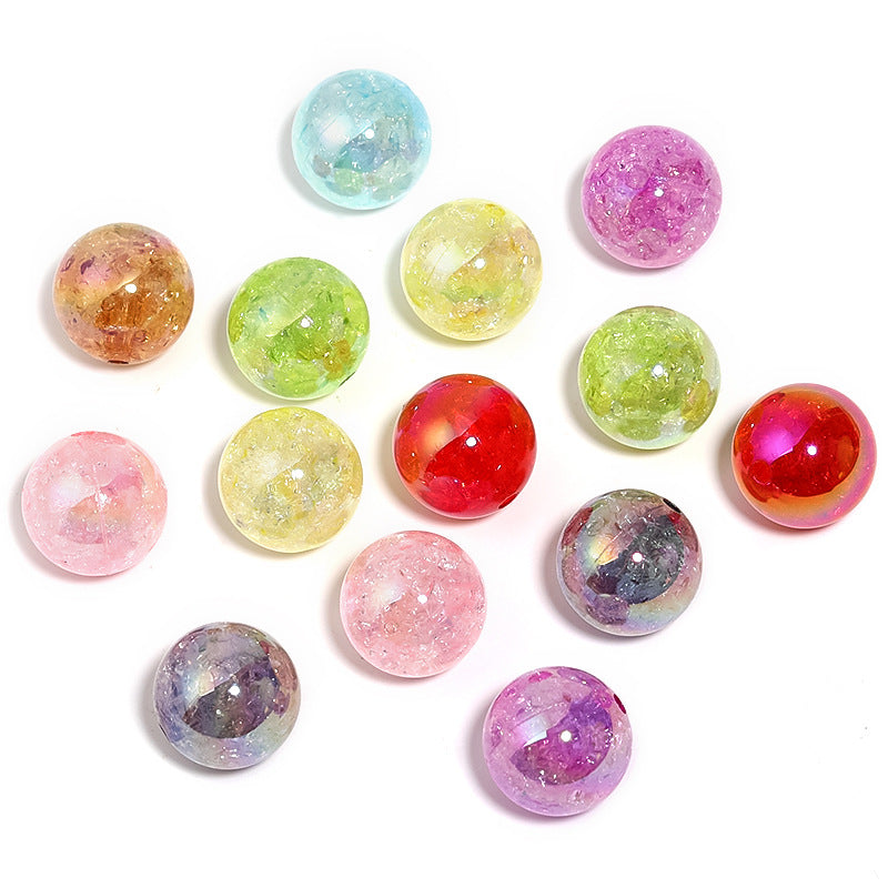 Wholesale Random 50pcs 20mm UV Plated Cracked Round Beads Acrylic Beads Diy Accessories ACC-BDS-BLG050