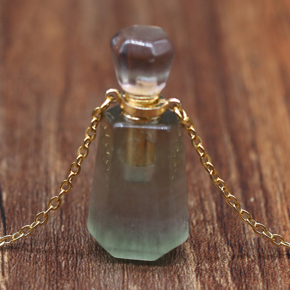 Wholesale Natural Stone Amethyst Perfume Bottle Pendant Necklace ACC-NE-QianSheng001