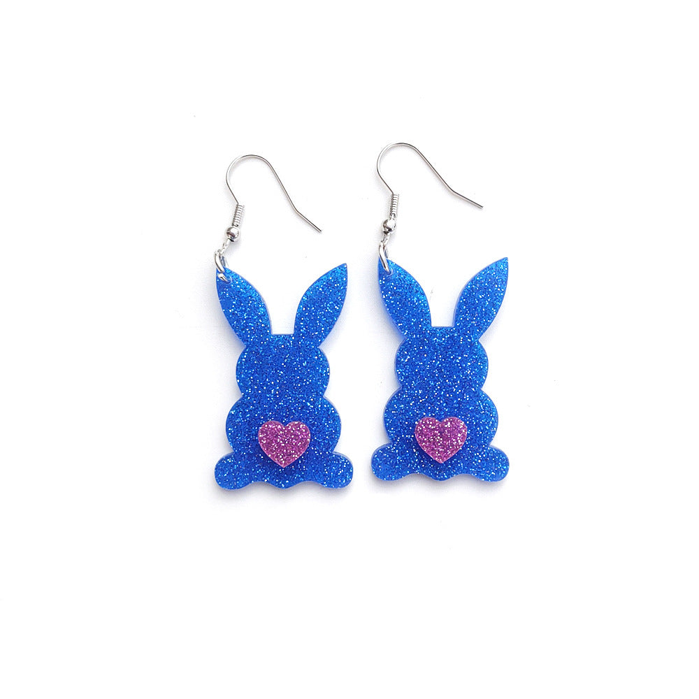 Wholesale Easter Acrylic Love Heart Full Pink Earrings