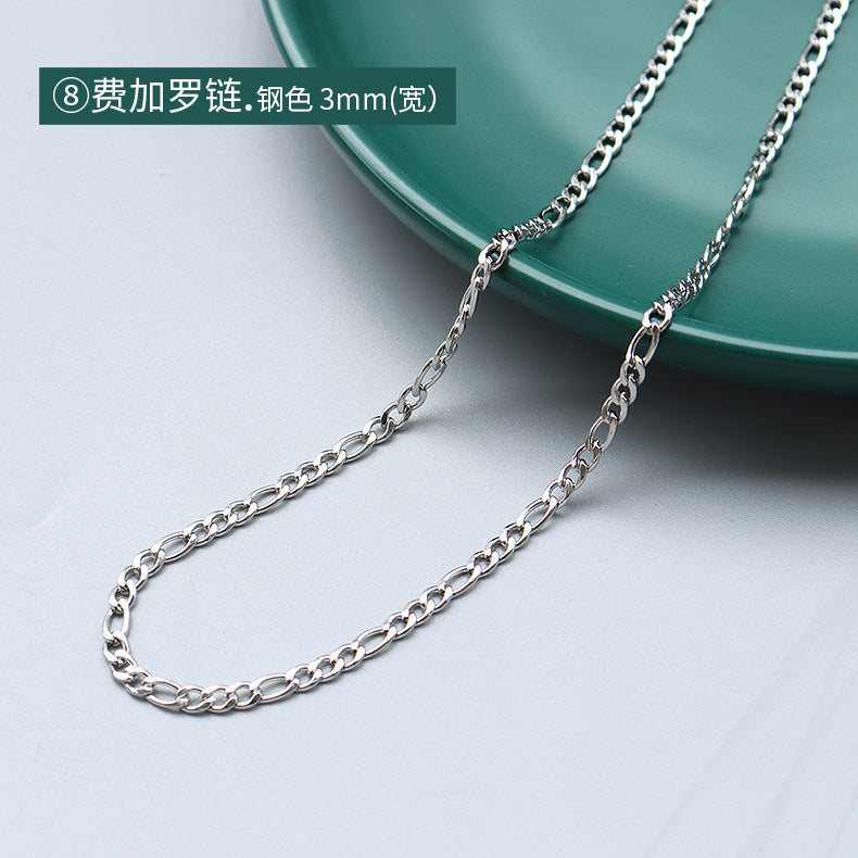 Wholesale 2pcs Cross Necklaces Snake Bone Chain Twist Chain Box Chain Titanium Steel 18K Gold Plated Clavicle Chain ACC-NE-MiLi002
